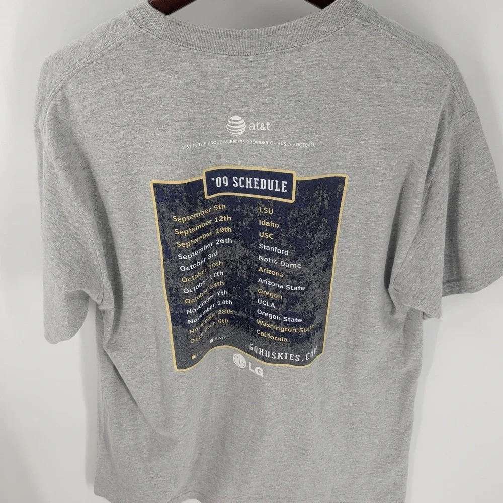 Vtg Y2K‎ Washington Huskies Hanes Beefy-T Mens Heather Gray Graphic Shirt Size L